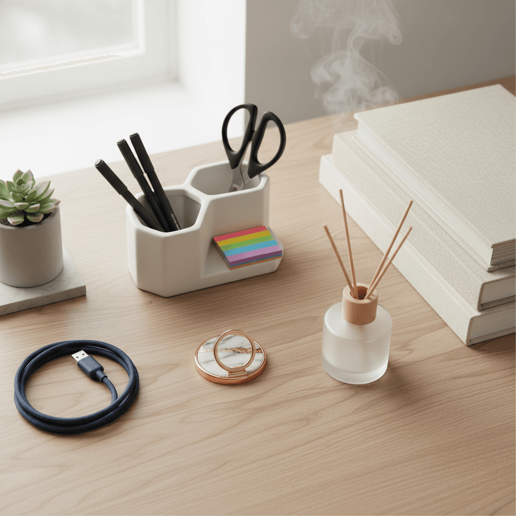 Organisateur Bureau — Chargeur Sans Fil Intégré