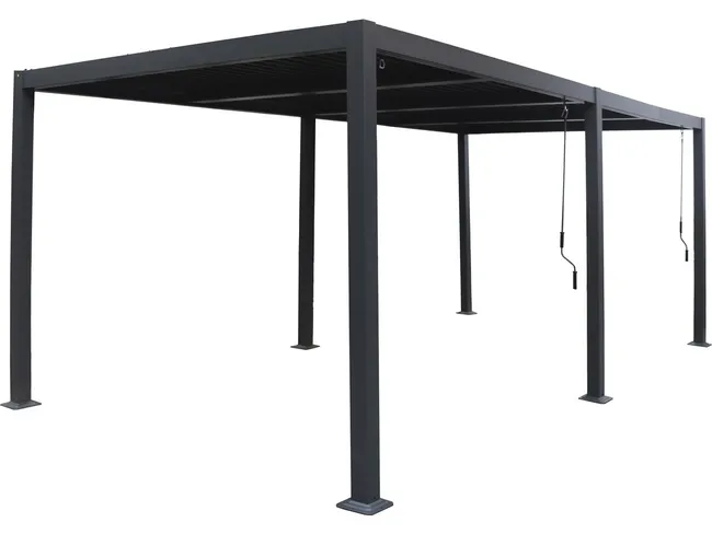 Pergola bioclimatique "Windsor" en aluminium - 3 x 6 m - Gris - Image 1